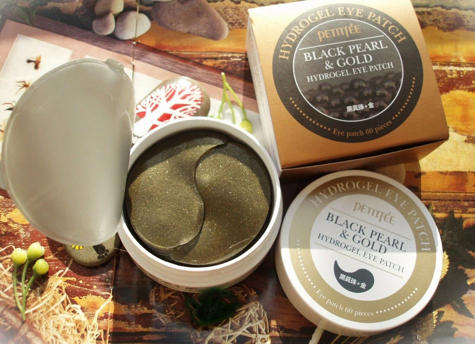 Патчи гидрогелевые золото И черный жемчуг Petitfee Black Pearl and Gold Hydrogel Eye Patch