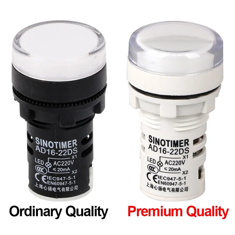 Светодиодный индикатор SINOTIMER 22 мм белый 110V AC Premium Quality