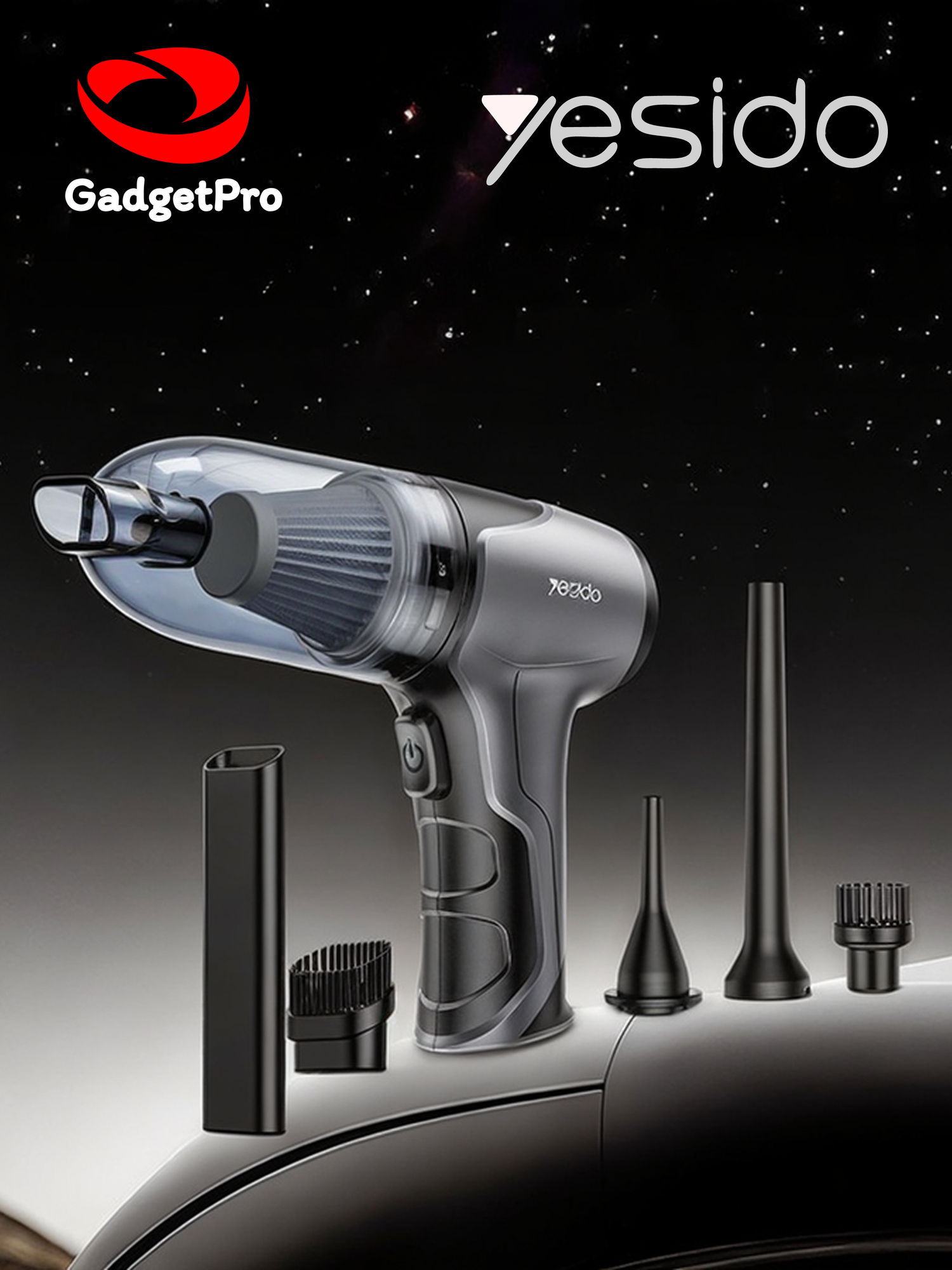 Пылесос ручной Yesido VC08, 10000 Па, аквафильтр, 4000 мАч, продувка, USB-C, серый
