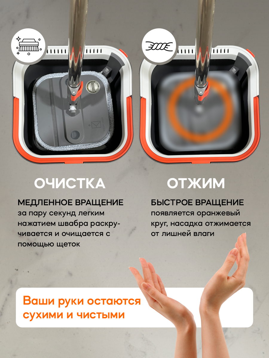 Швабра KEEPHOT, автоматический отжим, фильтрация воды, всегда чистые руки — фото 1