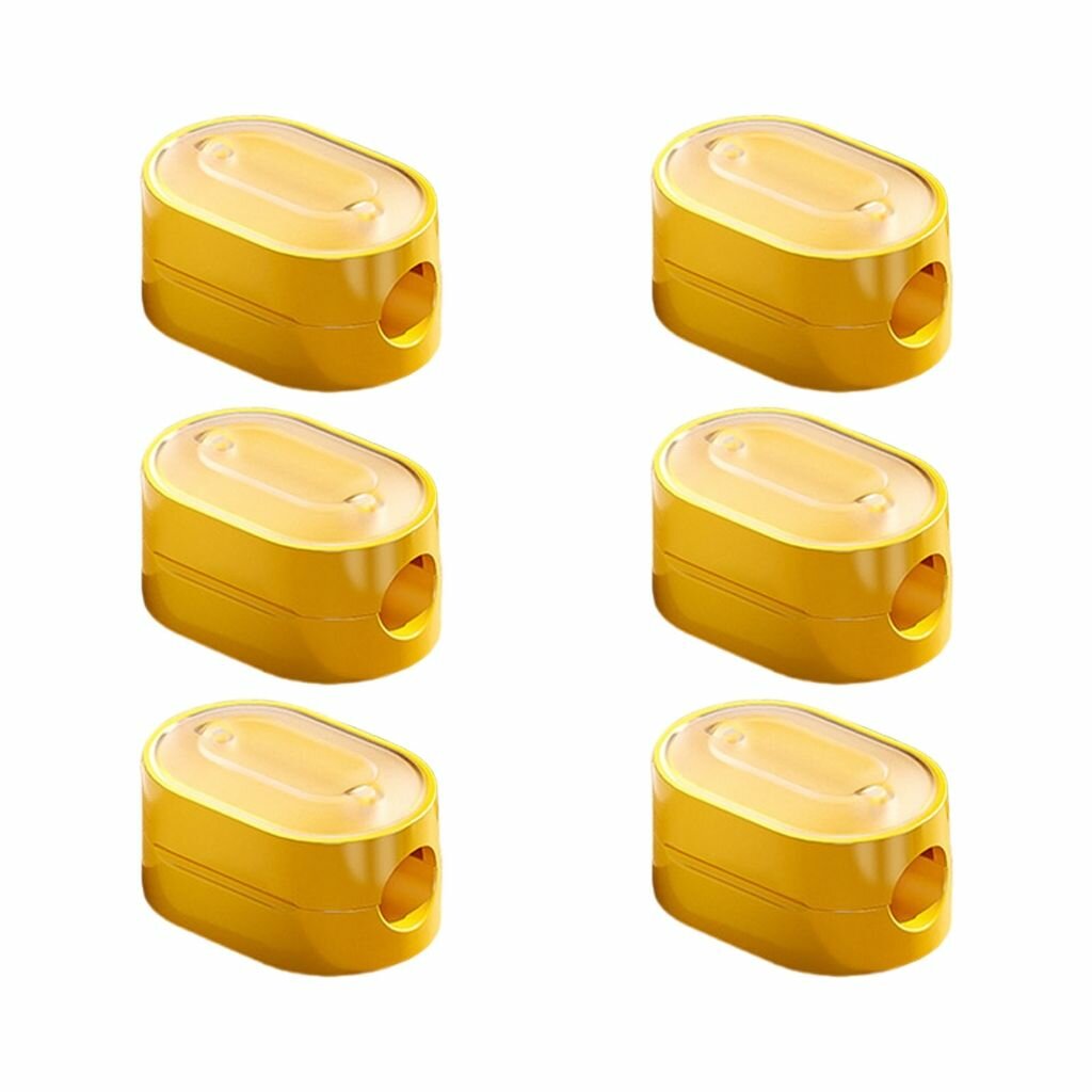 6шт Пластиковые зажимы для проводов Желтый