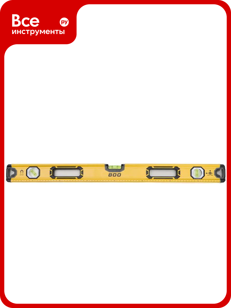 Уровень строительный магнитный ALUKOMTOOLS 800 мм 3 колбы зеркальный глазок АТ-УС803М