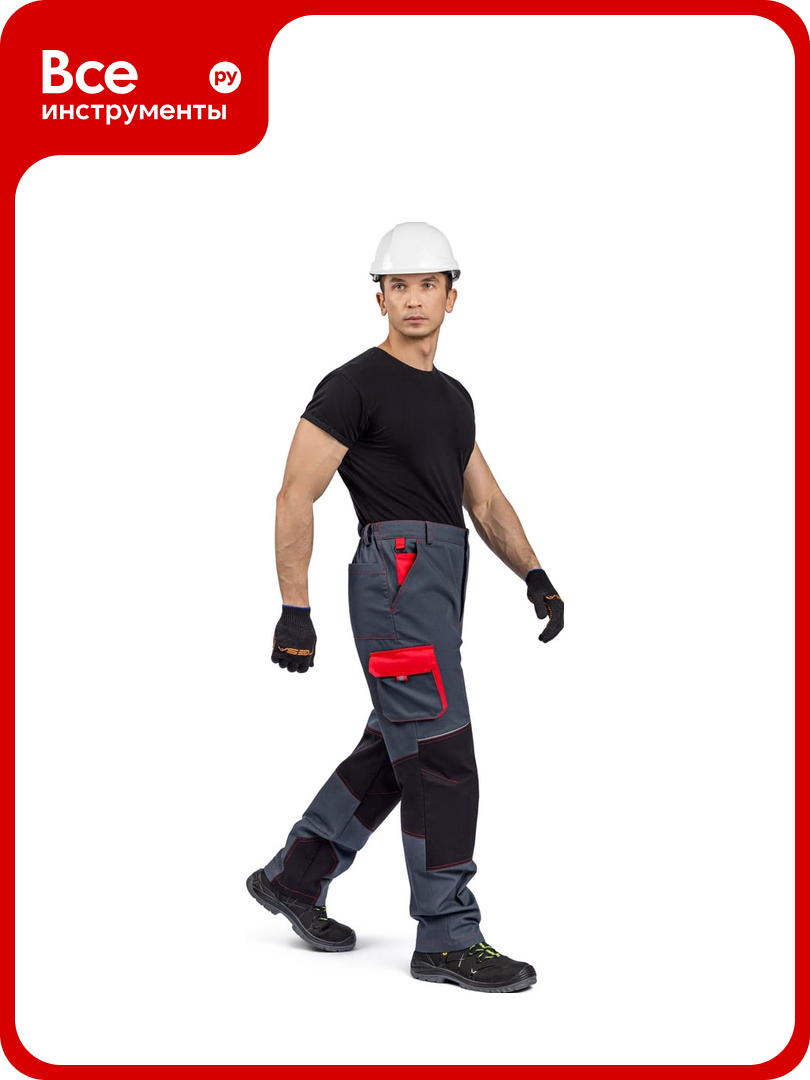 Мужские брюки техносэйф рейн темно-серый/черный/красный р.88-92/170-176 4640271083348