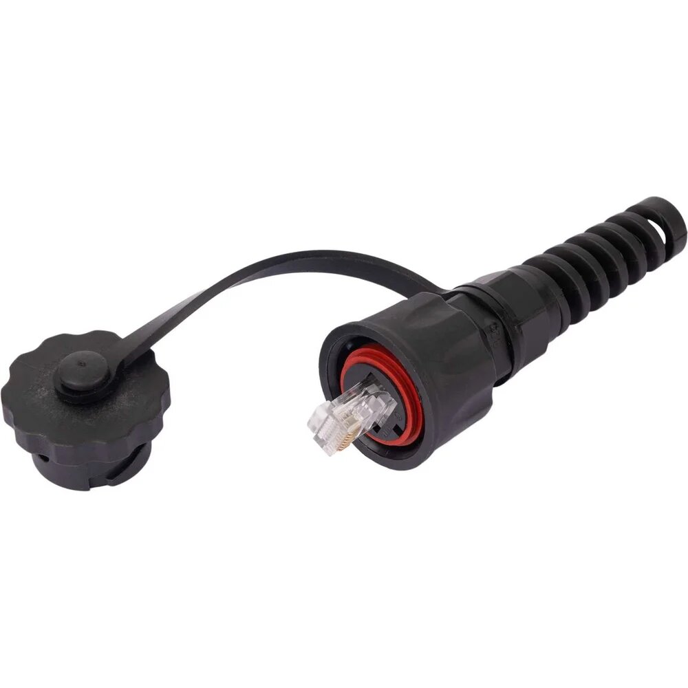 NIKOMAX Индустриальный коннектор RJ45/8P8C Кат.6, 50мкд, неэкран, IP67, черный NMC-RJ88RA50UE3-IS-BK