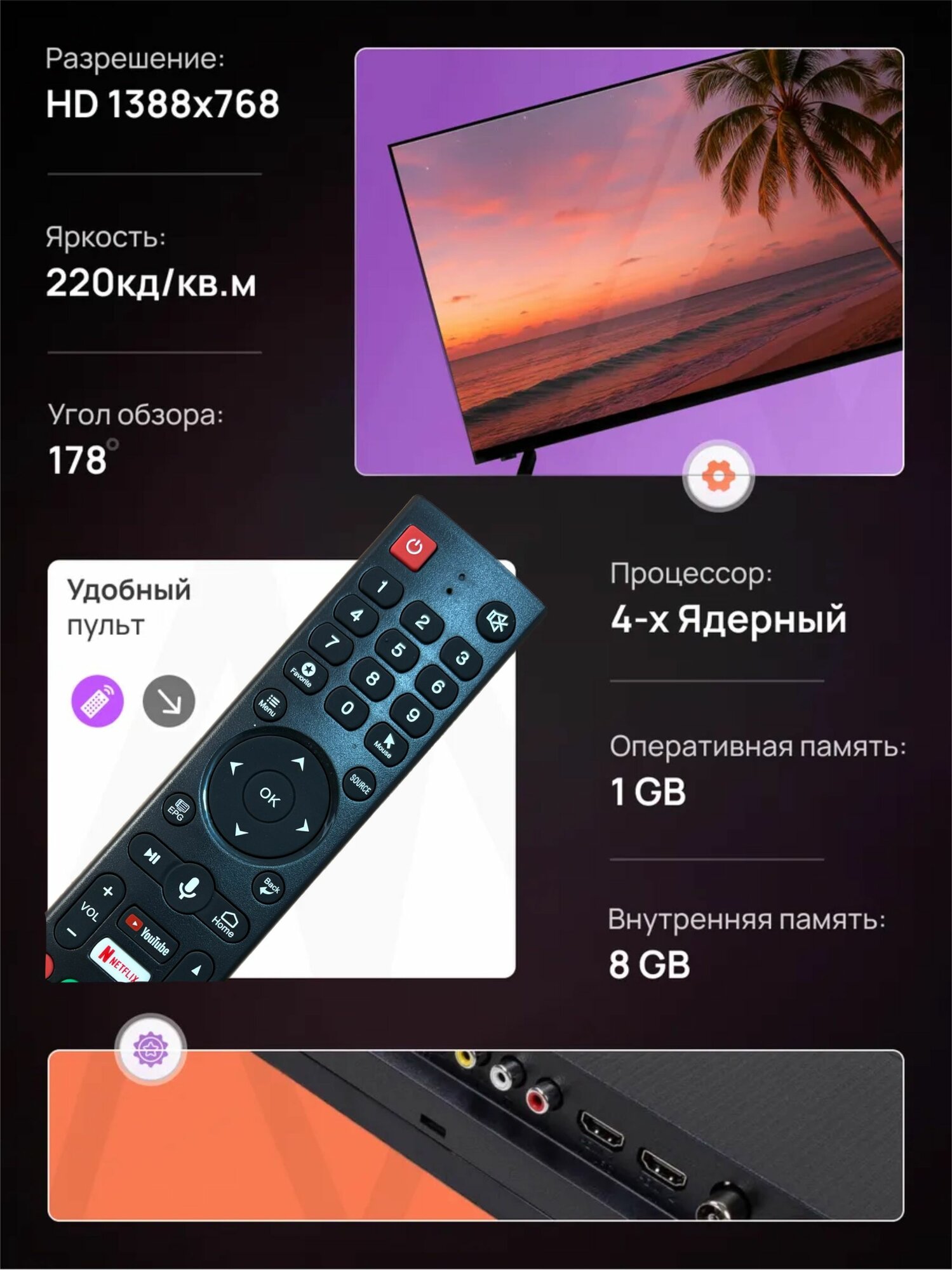 Телевизор Smart TV HD Android 14 Slim 32 — фото 1