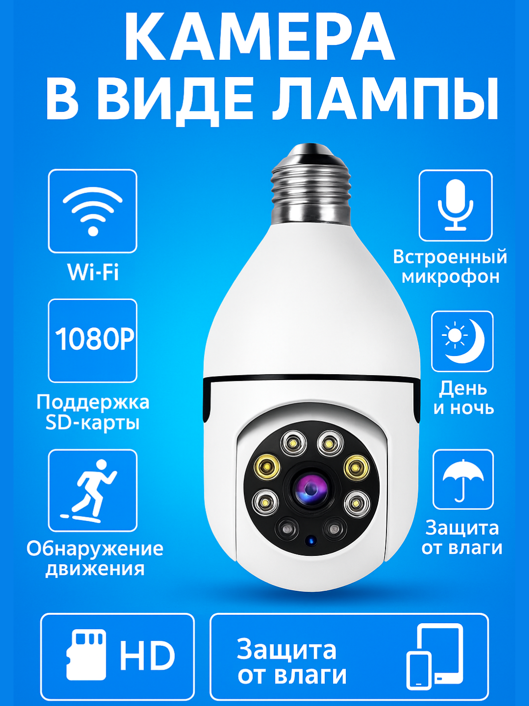 CamEye LumiGuard 360° Wi-Fi — Умная ламповая камера видеонаблюдения "Жёлтый Страж"
