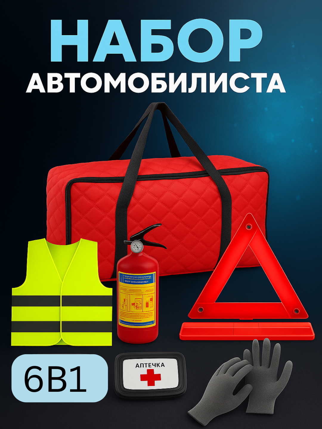 Автомобильный аварийный набор 6 в 1, Универсальный, автонбор 5