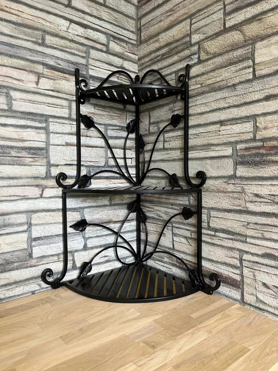Кованая угловая полка, Студия кованой мебели Нива, цвет черный — фото 1