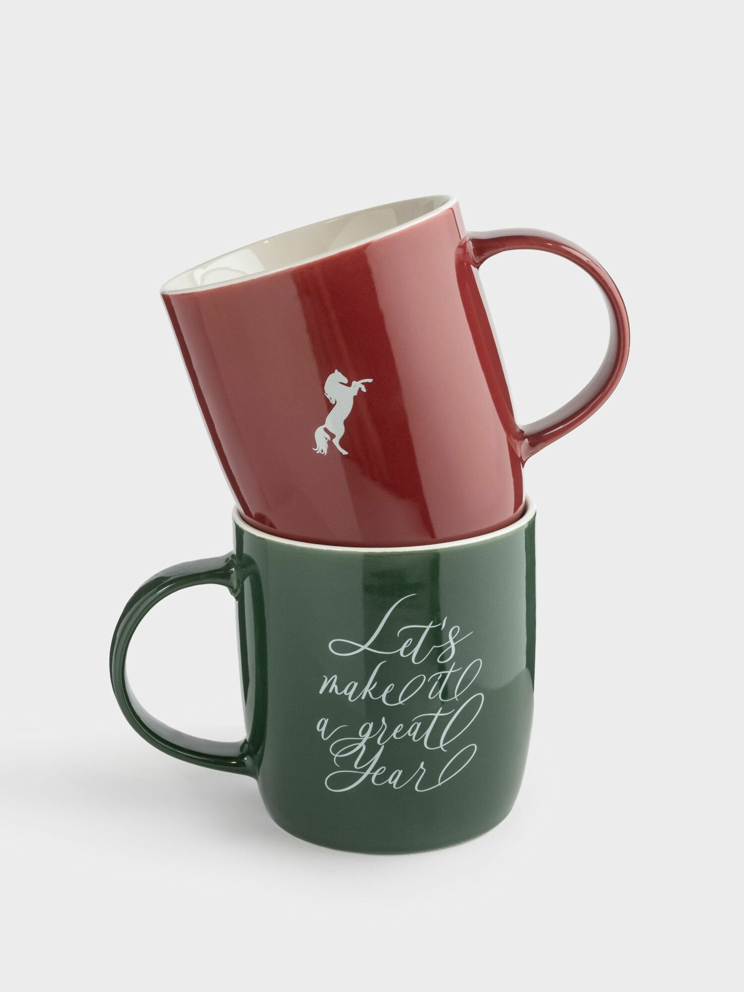 Кружка 360 мл 2 шт фарфор N бордовая/зеленая Новогодний микс Magic moments