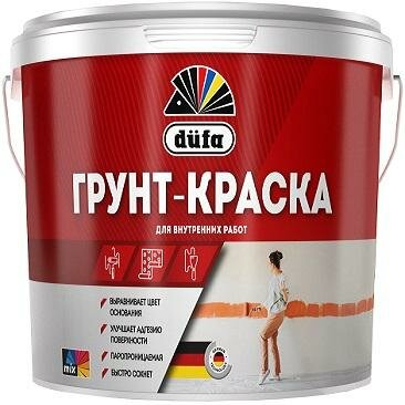 Грунт-Краска для Внутренних Работ Dufa 3.9кг (2.5л) Базовая Белая Перед Наклейкой Обоев и Покраской.