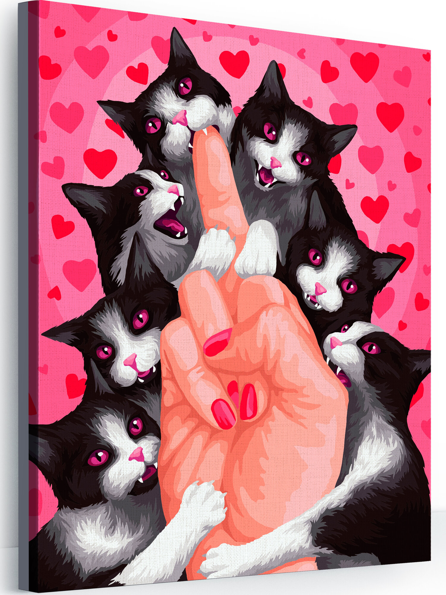 Картина по номерам на холсте с подрамником 40х50 см. Кошачьи нежности