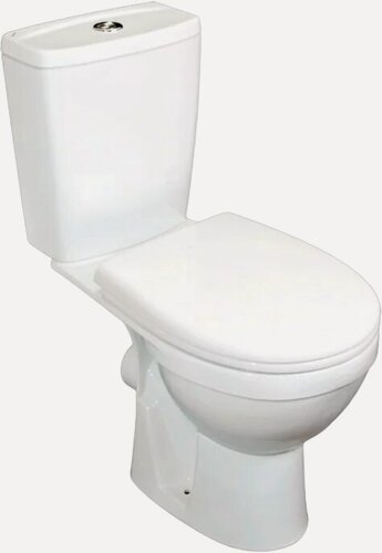 Изображение товара Унитаз-компакт напольный Rosa Рио 4640021060988 фарфоровый, белый, глянцевый, овальный, с нижним подводом, сиденье для унитаза в комплекте