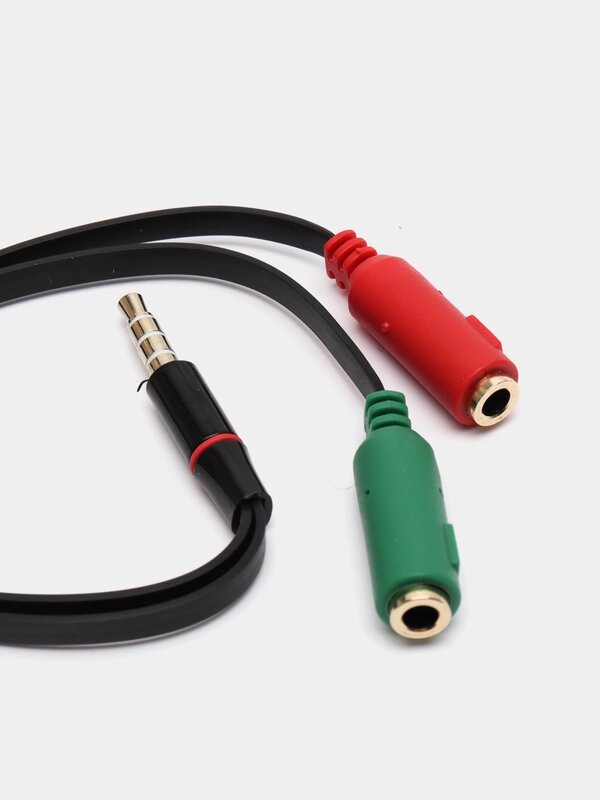 Разветвитель для наушников 3.5 mm jack, плоский силиконовый кабель — фото 1