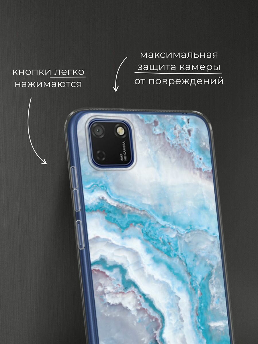Чехол на Honor 9S/Huawei Y5p / Хонор 9S/Хуавей Y5p с принтом "Нежно-голубой мрамор" — фото 1