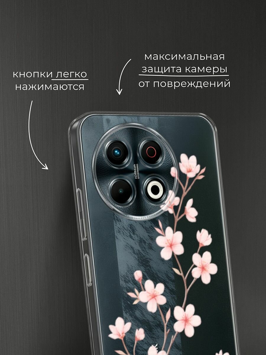 Чехол на Tecno Spark 30 Pro / Текно Спарк 30 Про с принтом "Веточка сакуры 2" — фото 1