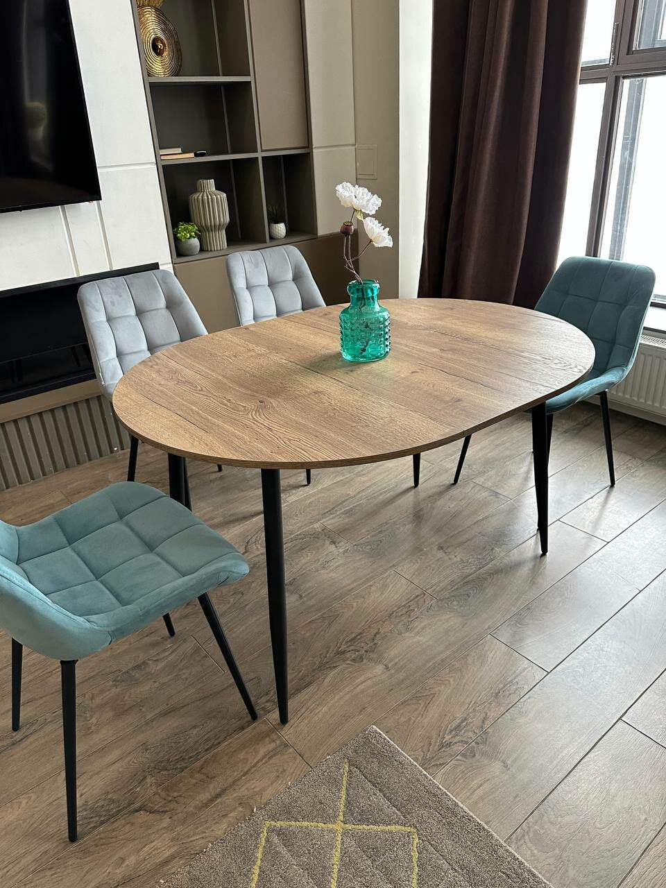 Стол обеденный раздвижной МДФ две вставки MILAN 90 см / 150 см