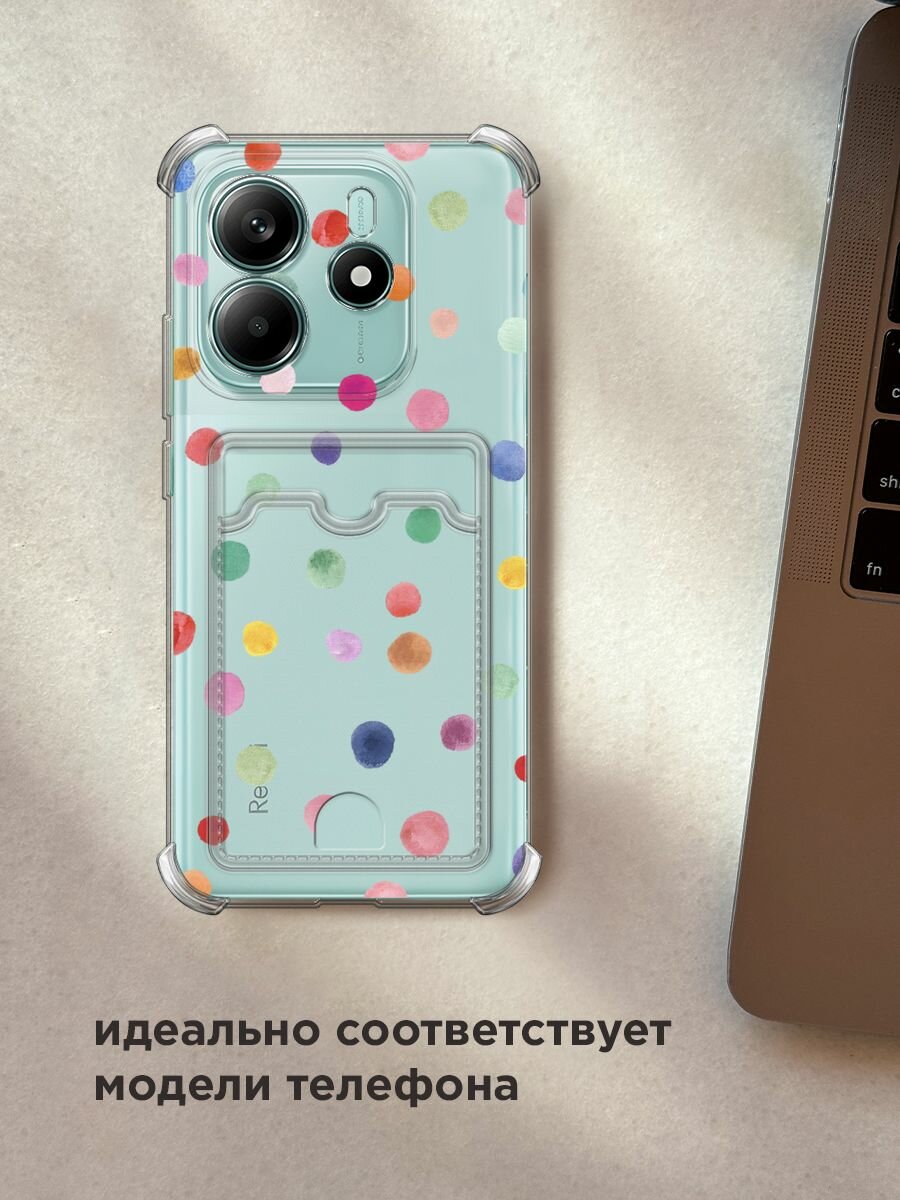 Чехол на Xiaomi Redmi Note 14 4G (Редми Нот 14 4G) с картой и принтом "Нарисованное конфетти" — фото 1