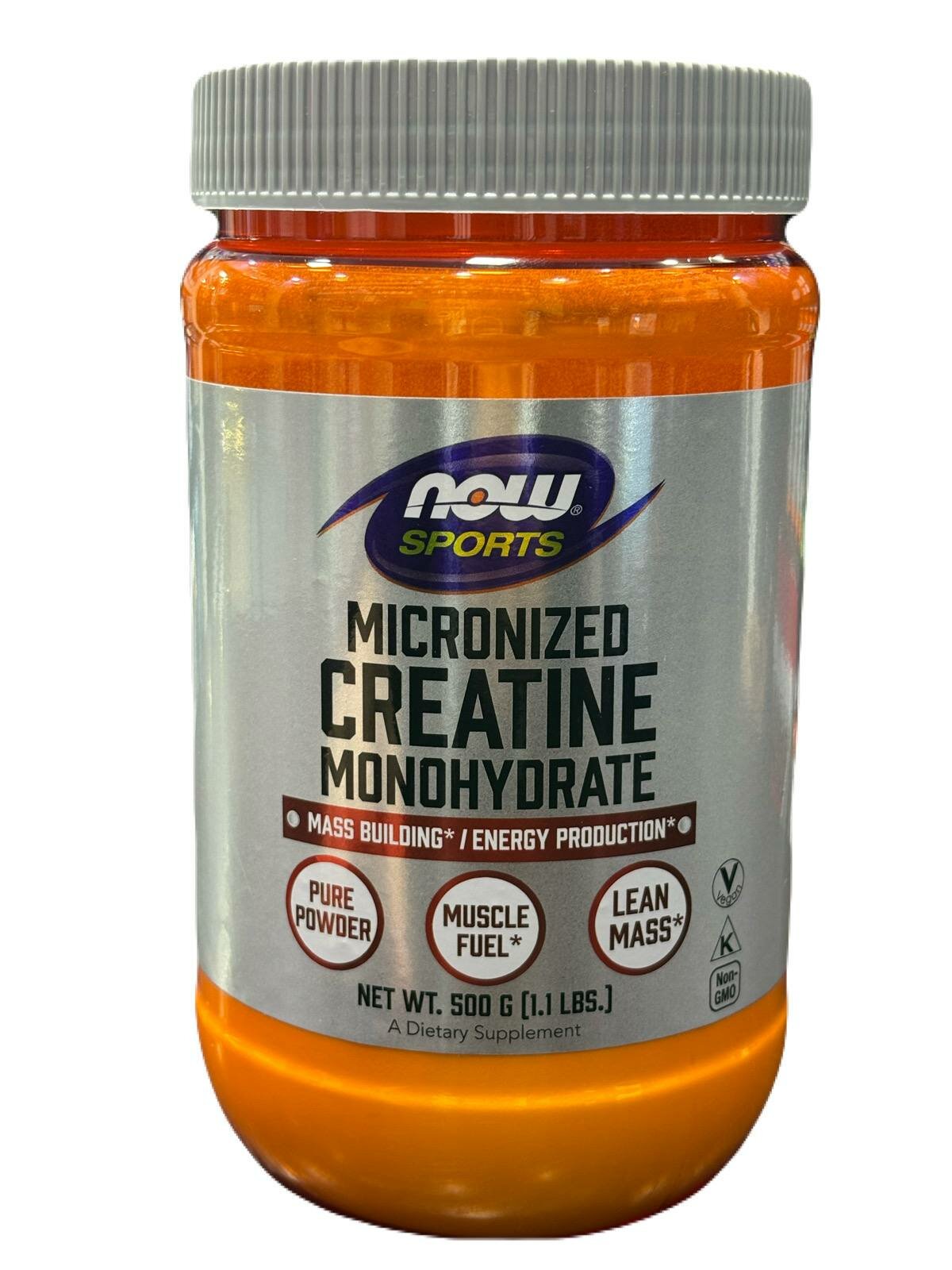 Креатин NOW Micronised Monohydrate, для мужчин и женщин, без вкуса, 500г