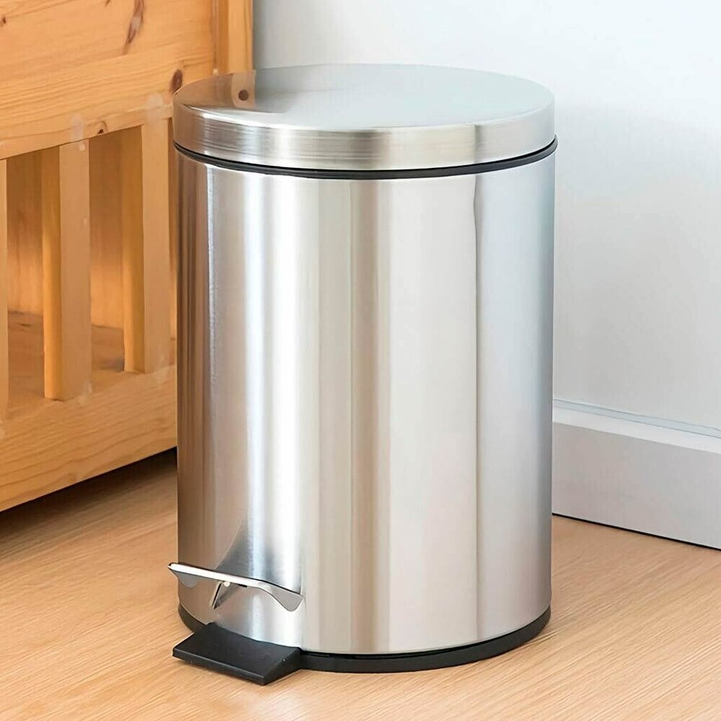 Ведро для мусора 20л нерж с педалью материал нержавеющая сталь нескользящее основание