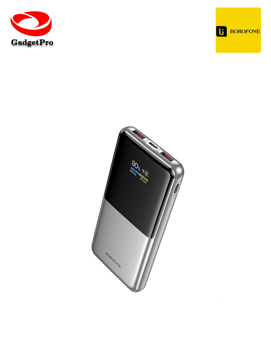 Power Bank Borofone BJ75 Foinse 10000mAh 22.5W+PD20W с дисплеем: серебристый, быстрая зарядка, надежный