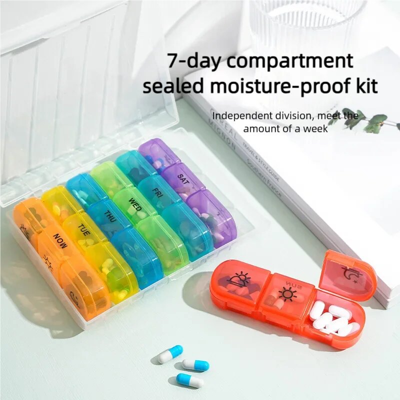 Таблетницы Xiaomi Мини-портативная аптечка Xiami Youpin Weeklong с несколькими отделениями, удобный для путешествий, семидневная перегородка для дозы, органайзер для таблеток, Black