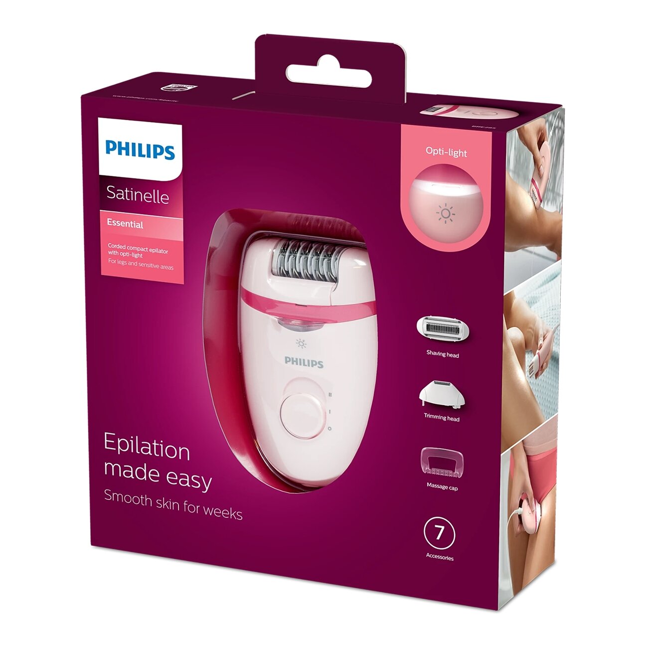 Эпилятор Philips BRE285, с футляром, 2 скорости, промываемая головка — фото 1