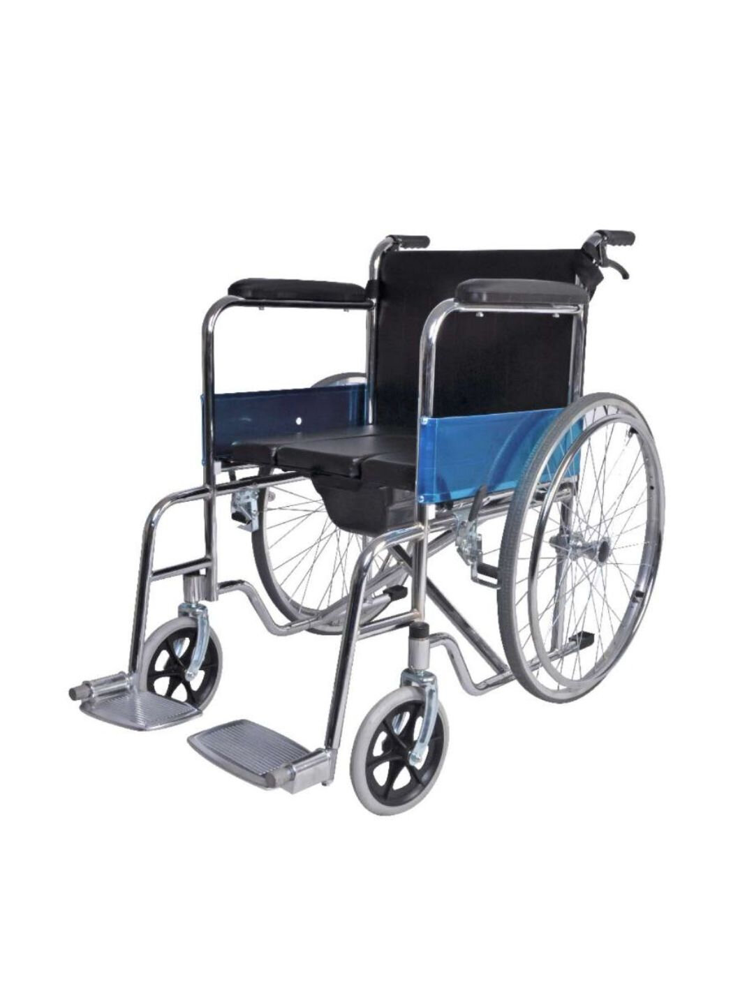 Инвалидная коляска, механическая, складная, хромированная рама