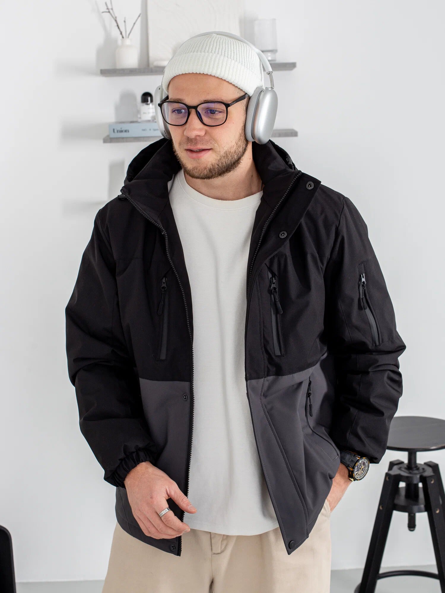 Куртка MADMAN Осень-зима 2025 размер 5XL-6XL черный/серый