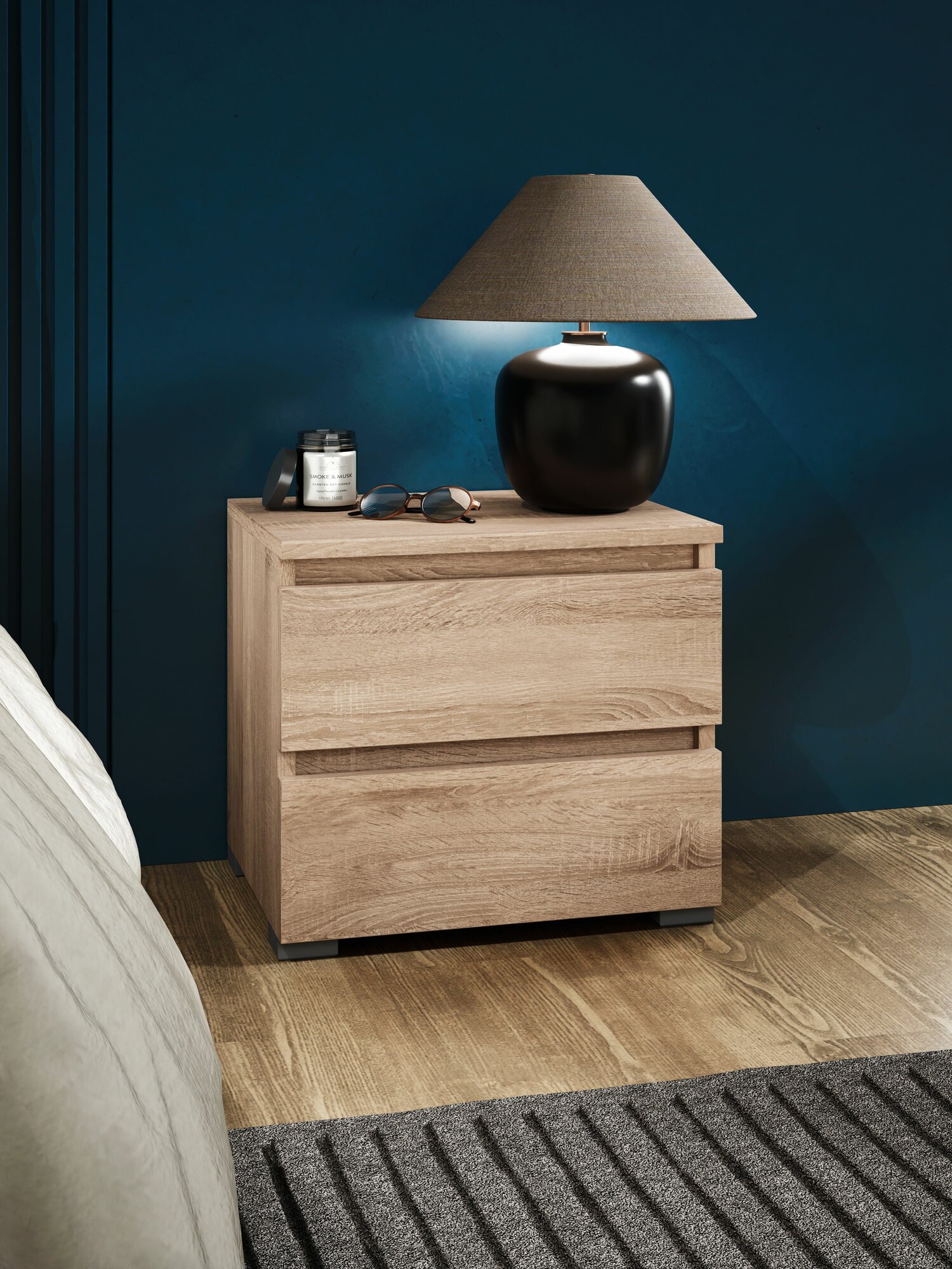 Тумба прикроватная Профимебель Парма-11 дуб сонома ЛДСП 404х378х324 см 2 ящика