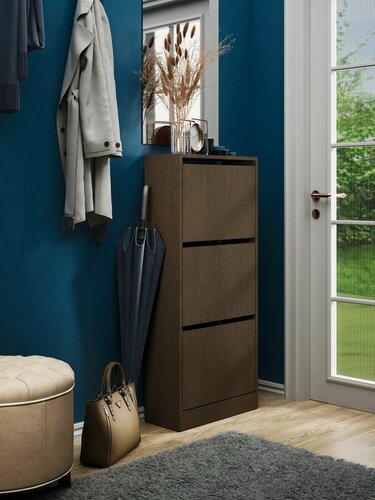 Изображение товара Обувница Лаура-3 венге в прихожую, тумба для обуви, закрытая деревянная, этажерка, полки, галошница высокая ЛДСП