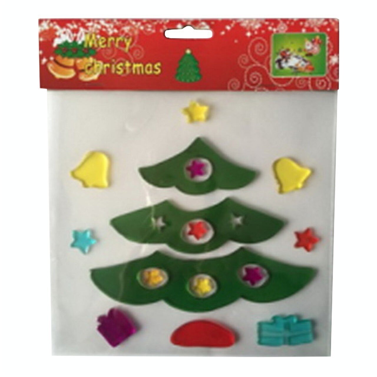 Наклейка на окно новогодняя Maxijoy елочка 20х20см пвх / новогоднее украшение на ёлку игрушка на ёлку