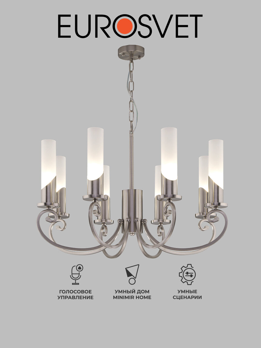 Умная люстра / Подвесной светильник с управлением по WI-FI Eurosvet Banci 60117/8 Smart Умный дом цвет никель IP20