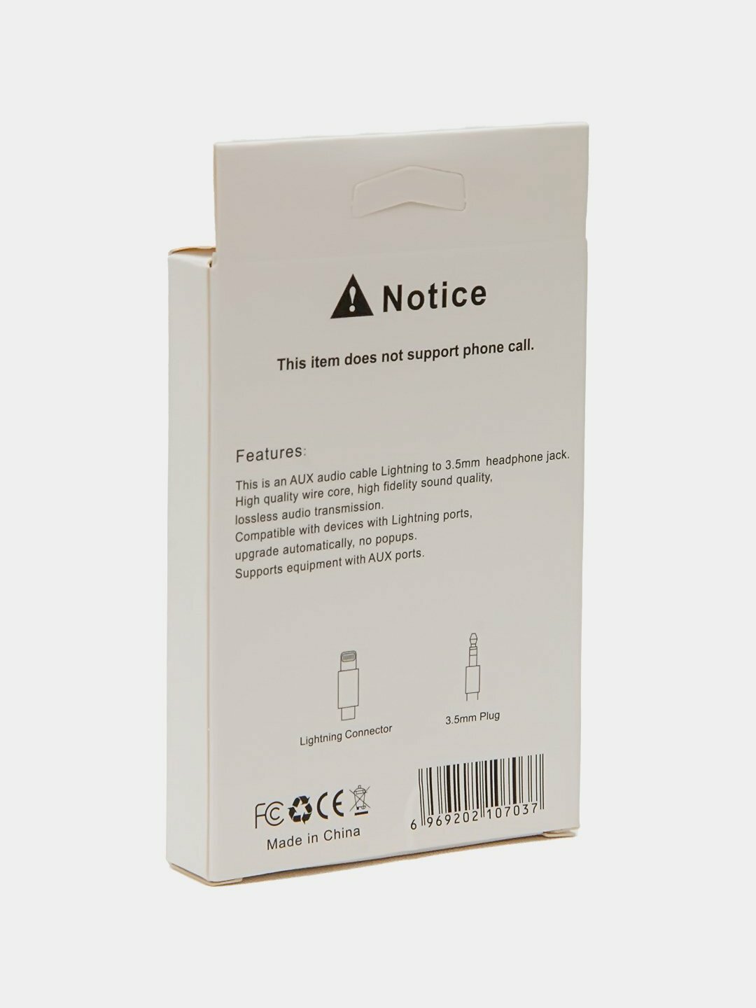 Аудио кабель, адаптер Lightning на 3,5 мм AUX, для iPhone, iPad — фото 1