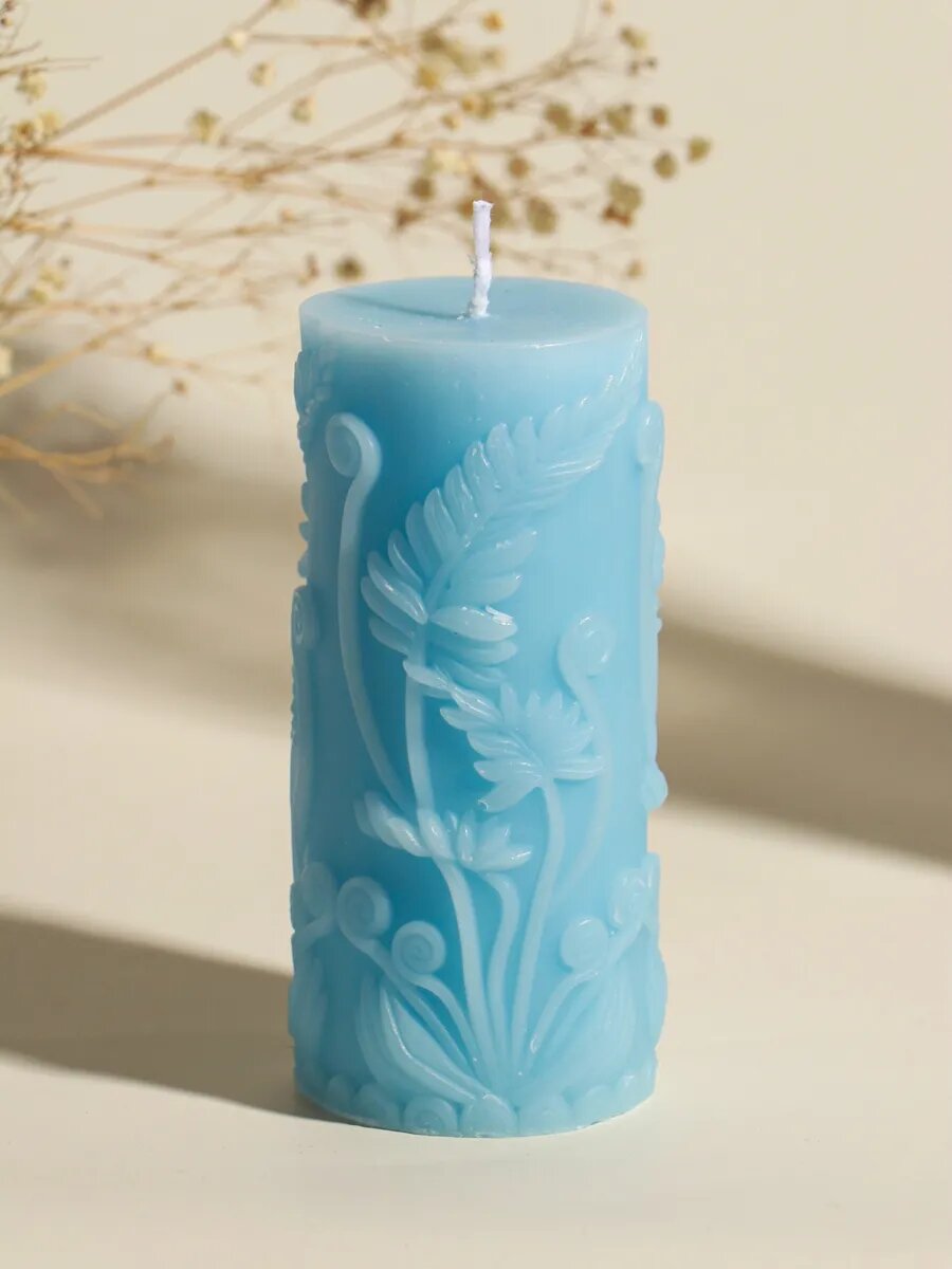 Свеча декоративная, интерьерная - голубая