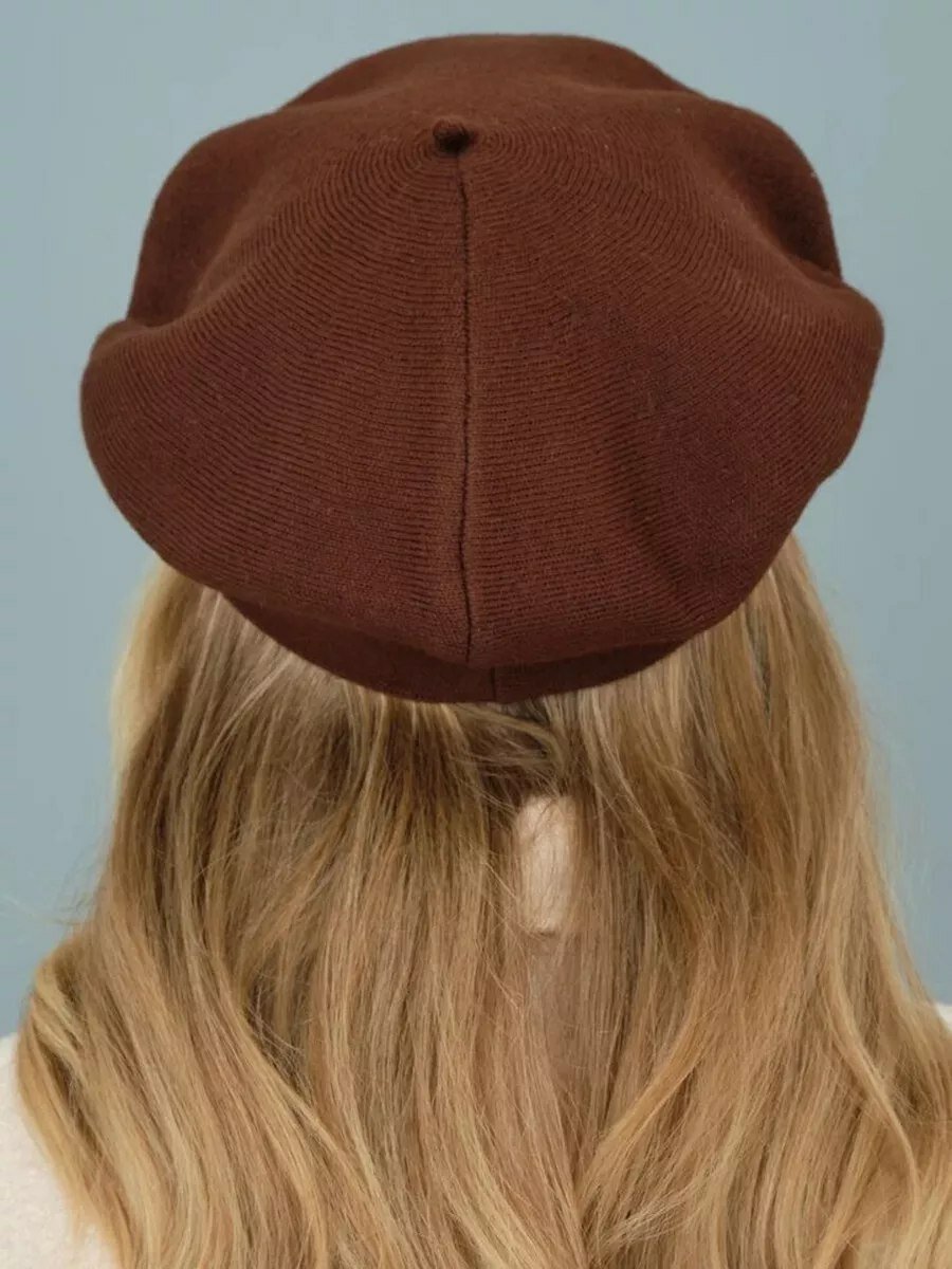 Берет  для девочек и женщин, размер 7.5, коричневый — фото 1