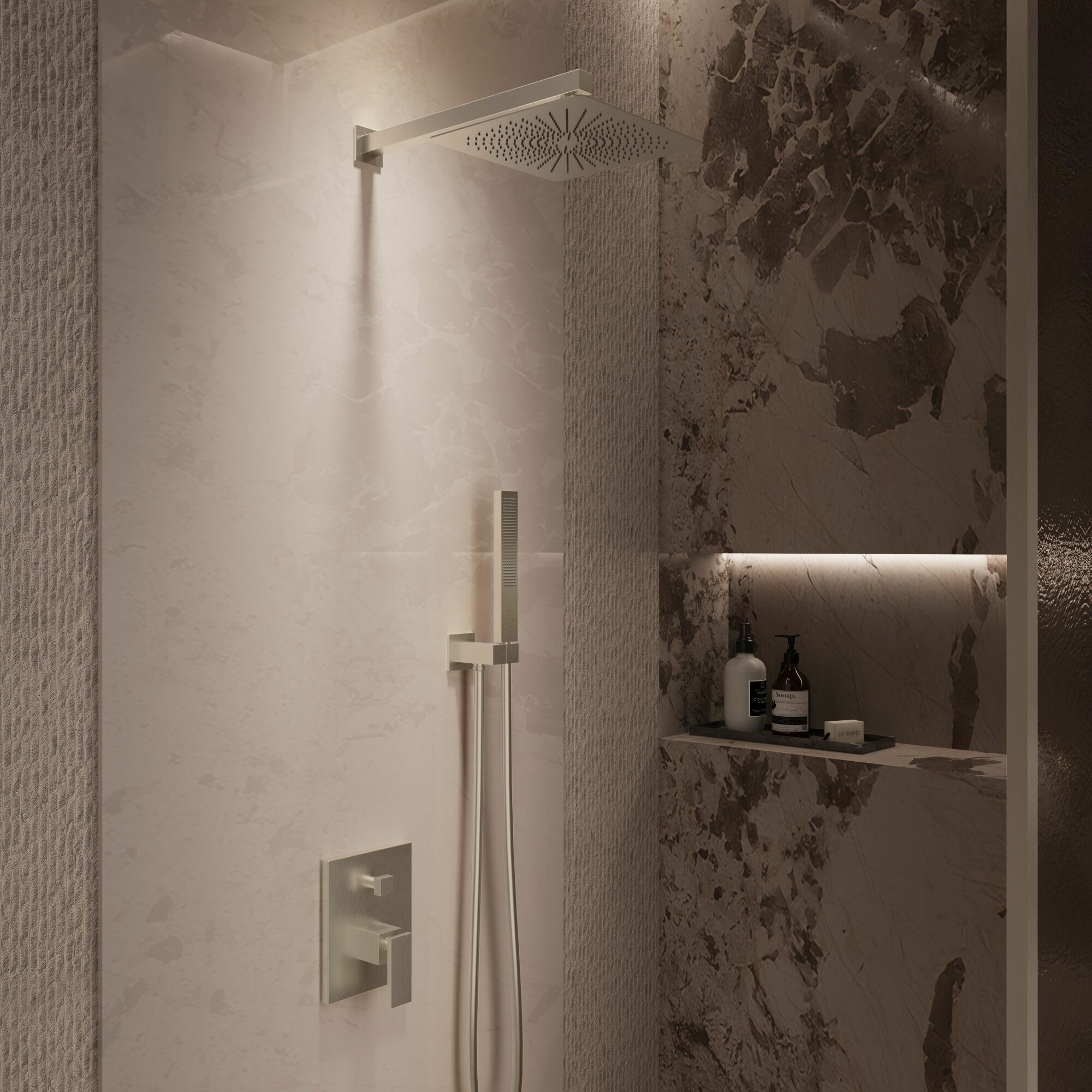 Душевой комплект Vincea Дайс (Dice) VSFW-2DS1BN встраиваемый, 2 режима, брашированный никель