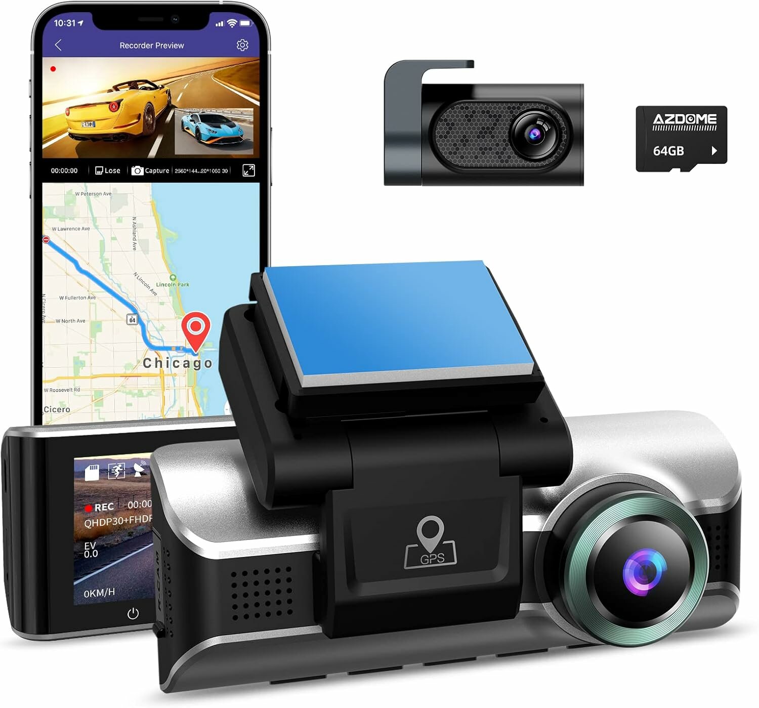 Видеорегистратор Azdome M550 Pro, 2CH, Ultra HD, 4K, 3G, Wi-Fi, GPS — фото 1