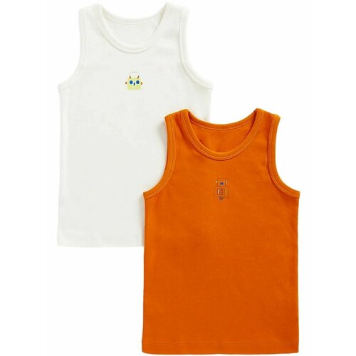 фото Майка mothercare singlet (2 pcs), размер 122, оранжевый/белый