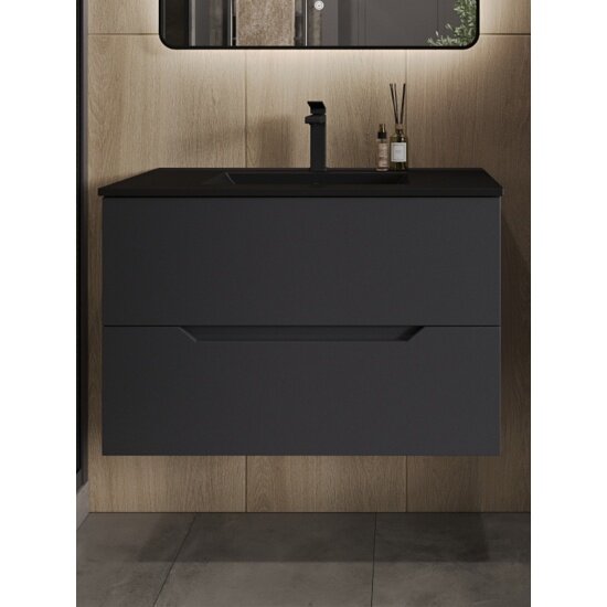 Тумба с раковиной подвесная Orange Line Li-80Tug+BLRA  графит матовый