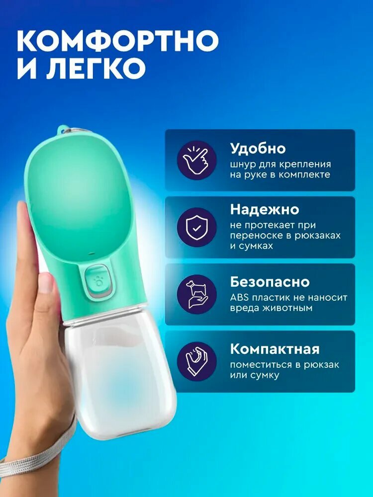 Картинки Портативная поилка зеленая/дорожная, прогулочная для собак, кошек, животных