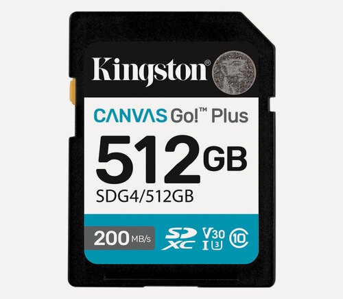 Изображение товара Карта памяти Kingston SDXC 512GB Canvas Go! Plus G4 UHS-I U3 V30 160/200Mb/s
