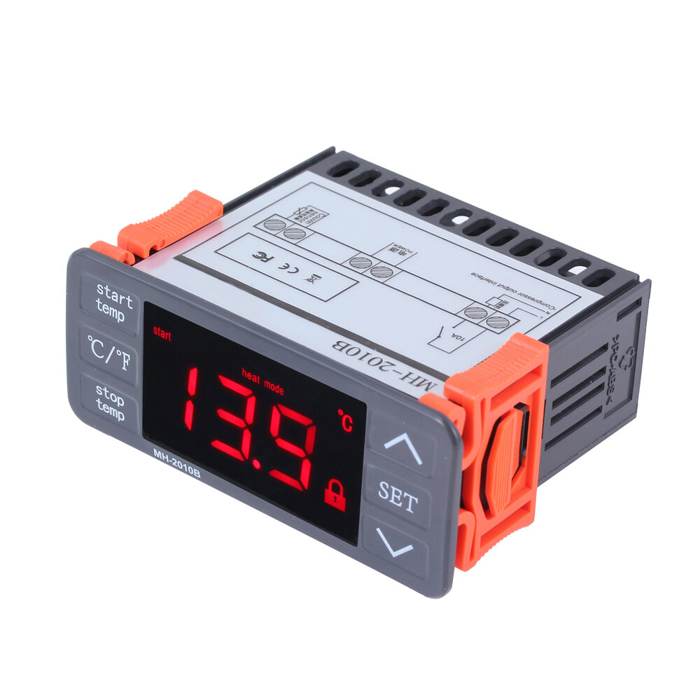 Цифровой контроллер температуры AC220V с сенсорными клавишами �C/�F, термостат для нагрева и охлаждения 10A, 1 реле с датчиком NTC