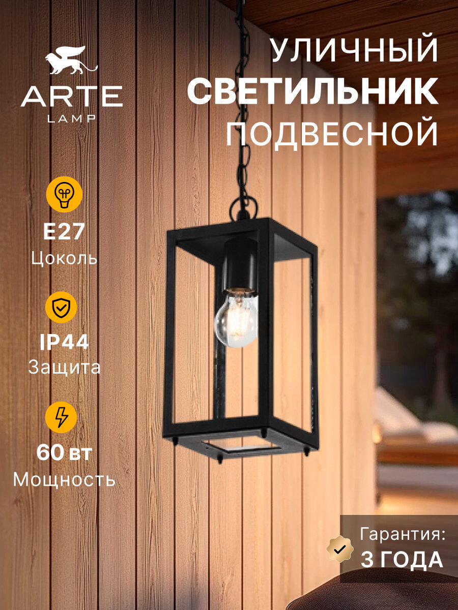 Уличный подвесной светильник Arte Lamp BELFAST A4569SO-1BK E27 чёрный