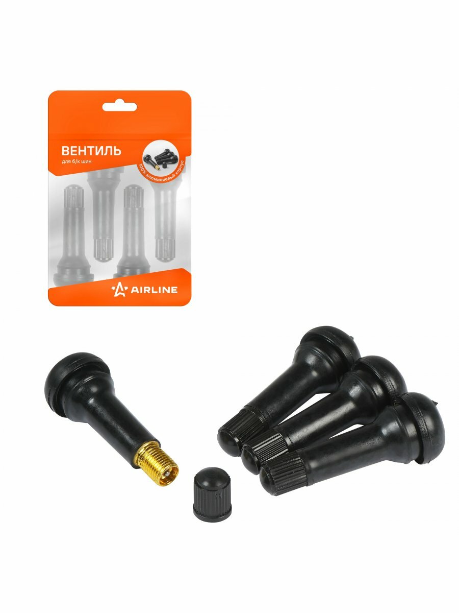 Вентиль для бескамерных шин комплект резиновых вентилей 4 шт AIRLINE ATRV414-01 — фото 1