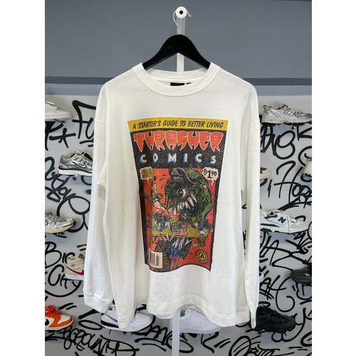 фото Лонгслив thrasher thrasher long sleeve skate japan comics red logo, размер m, , white/red