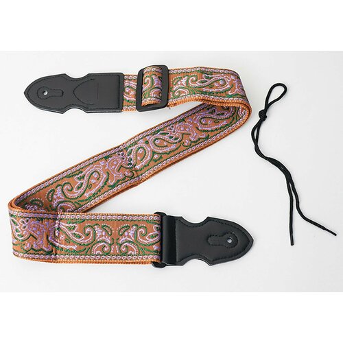 Ремень для акустической и классической гитары с этническим рисунком. Хлопок. 150 см. Коричневый узор