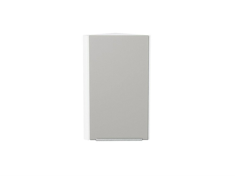 VVT Шкаф верхний торцевой Фьюжн Белый, Silky Light Grey, 720 В*Ш*Г 716*300*306, фасад МДФ Silky Light Grey, корпус Белый Silky Light Grey