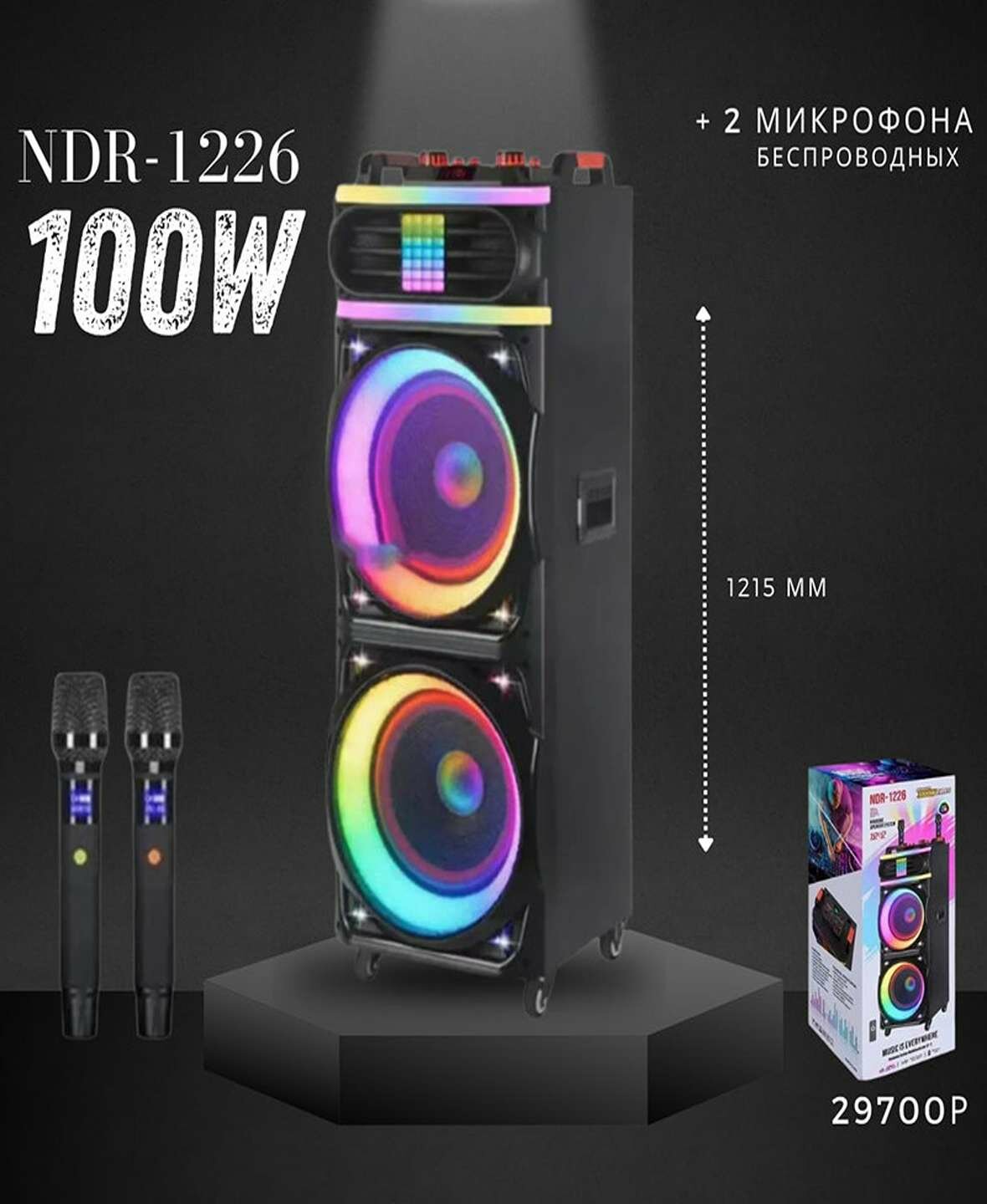 Ndr-1226 Мощная Bluetooth колонка с встроенным аккумулятором