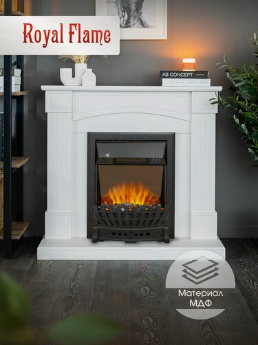 Изображение товара Камин электрический напольный декоративный Royal Flame модель Boston белый с очагом Aspen Black