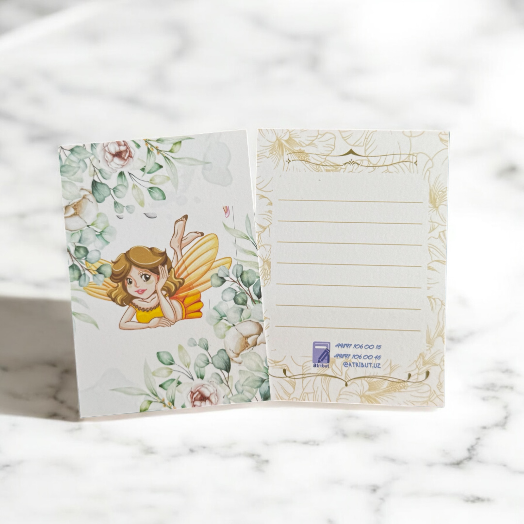 Набор мини-открыток «Фея» — 8 волшебных дизайнов, матовая поверхность, место для пожеланий. — фото 1